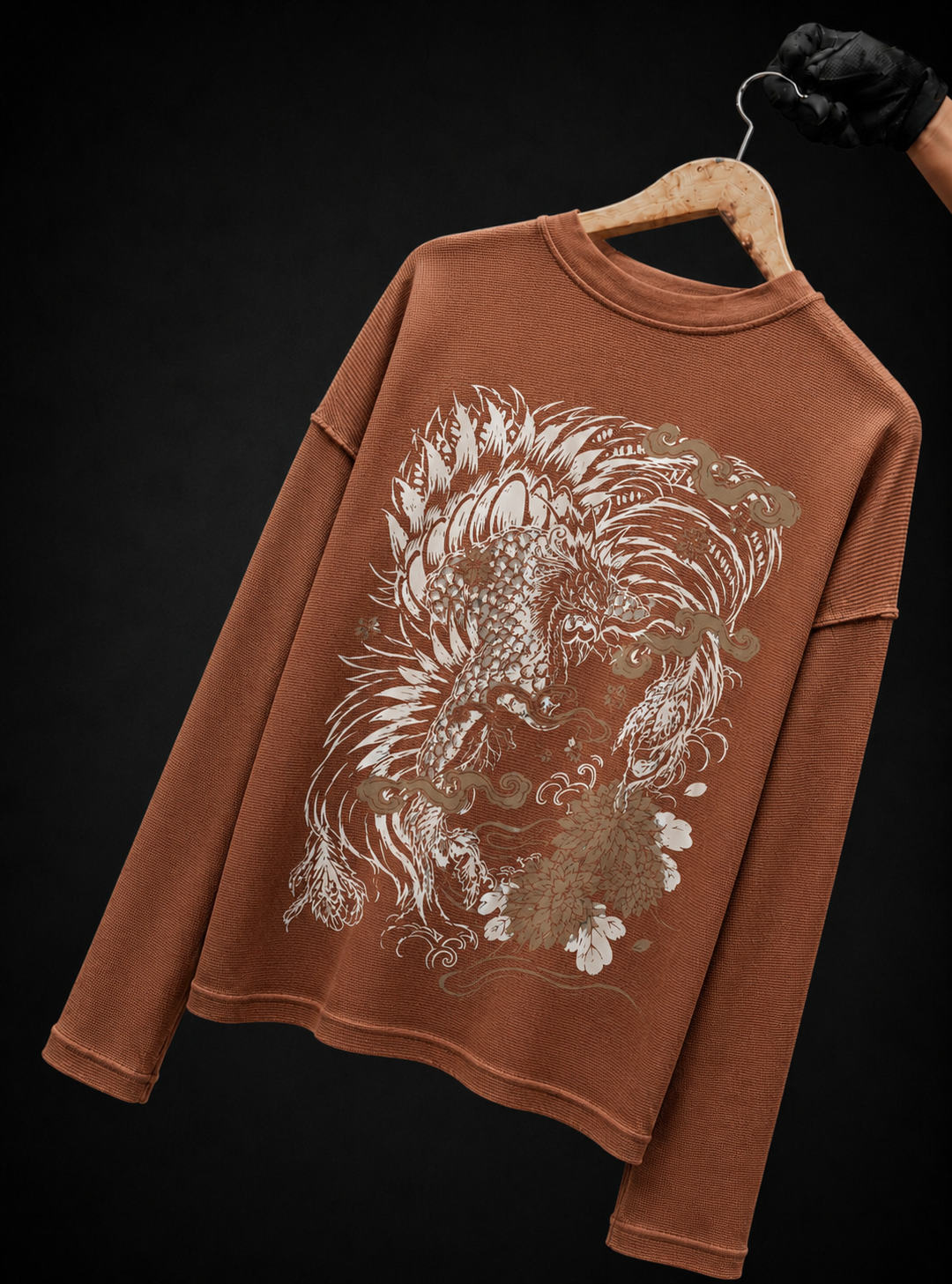Mocha Brown Illustrated Waffle Knitted T-Shirt