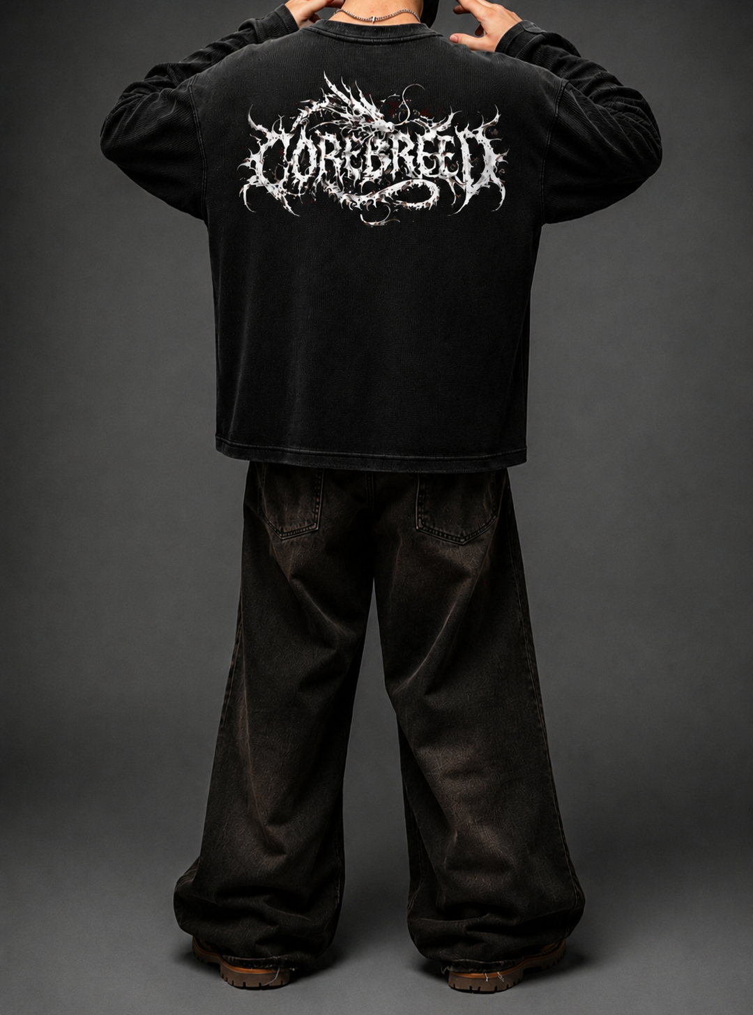 Black Dragon Long Sleeve Waffle T-Shirt