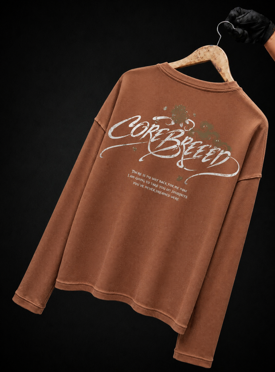 Mocha Brown Illustrated Waffle Knitted T-Shirt